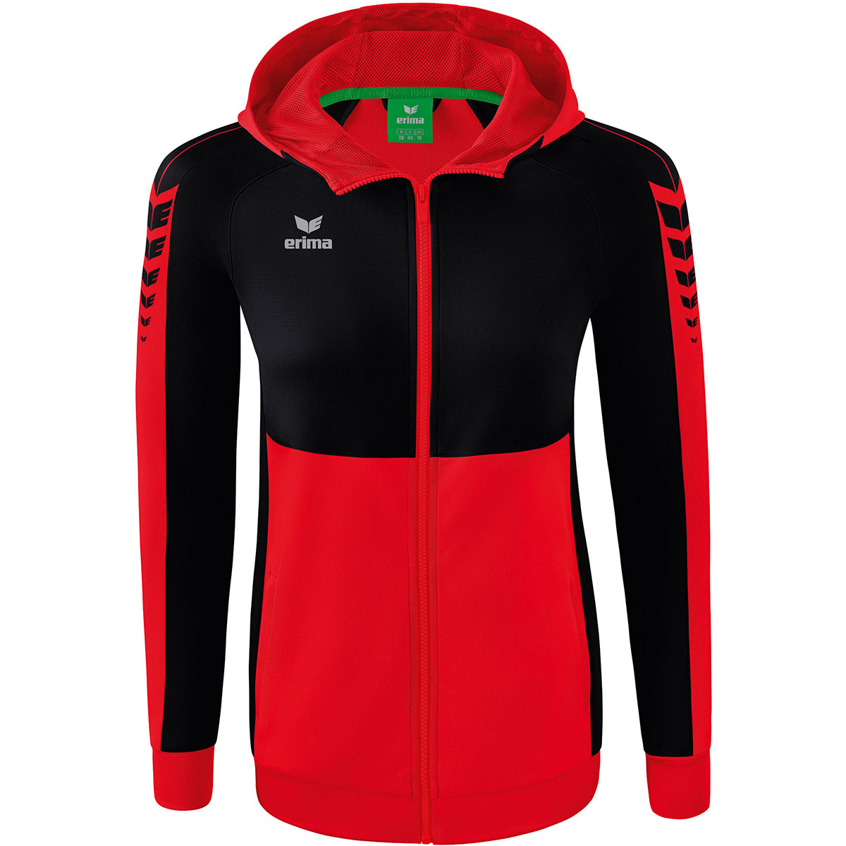 Erima Damen Trainingsjacke mit Kapuze Six Wings rot-schwarz