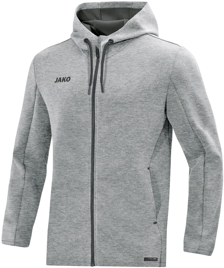 Jako Premium Basics Kapuzenjacke grau meliert