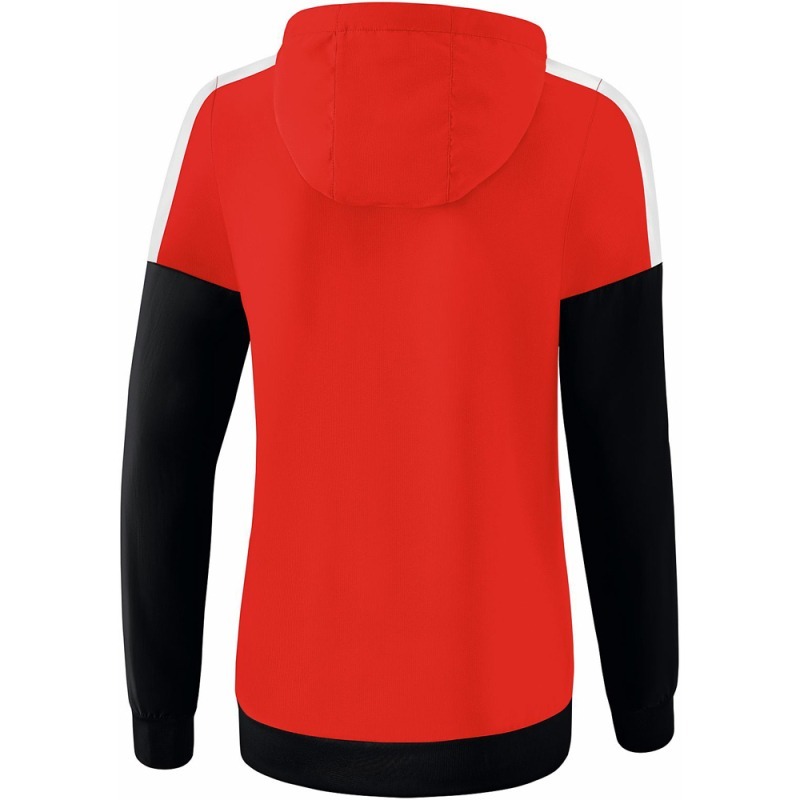 Erima Damen Tracktop Jacke mit Kapuze Squad rot-schwarz-weiß