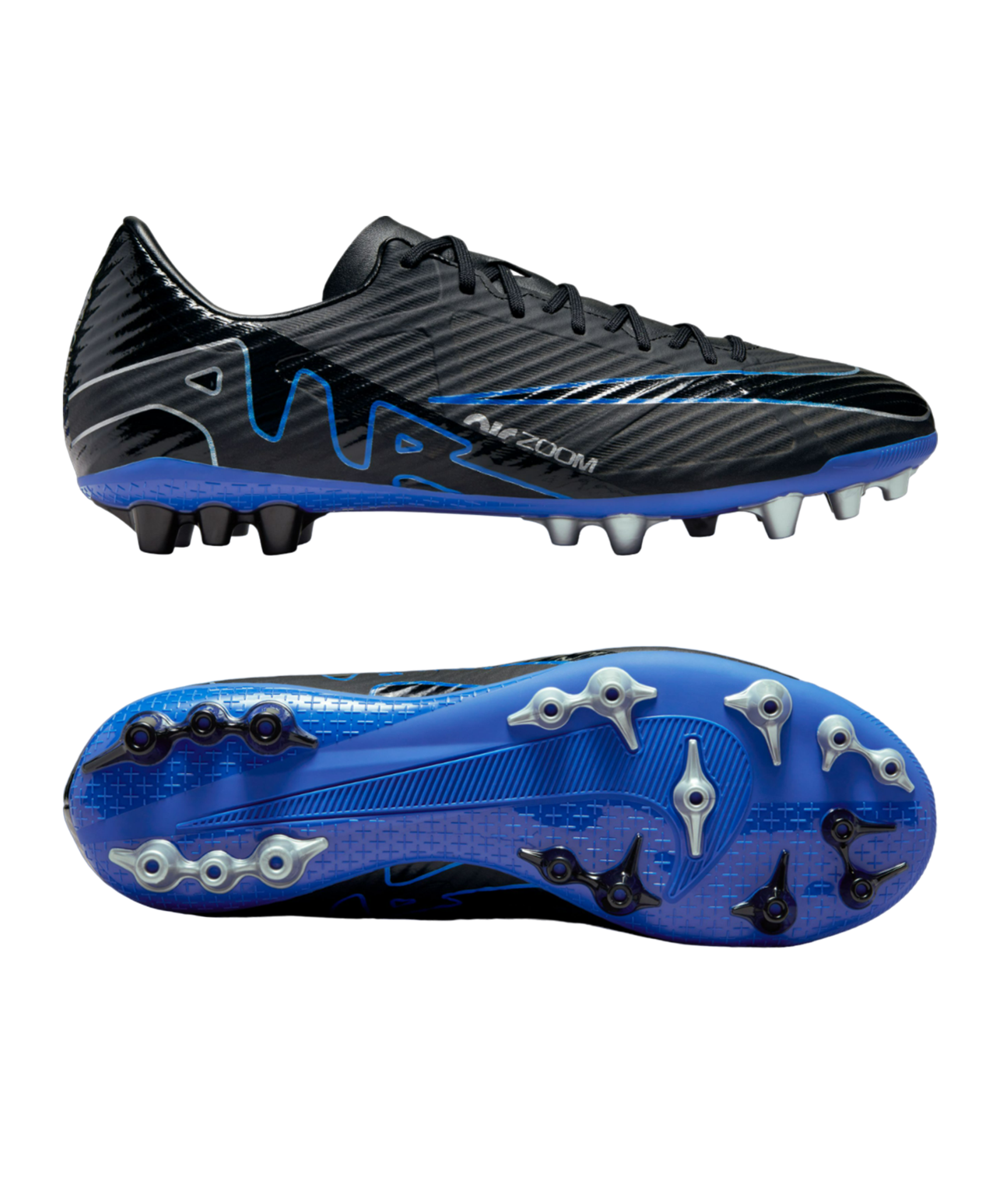 Nike Fußballschuh Air Zoom Mercurial Vapor XV Academy AG Shadow schwarz silber blau
