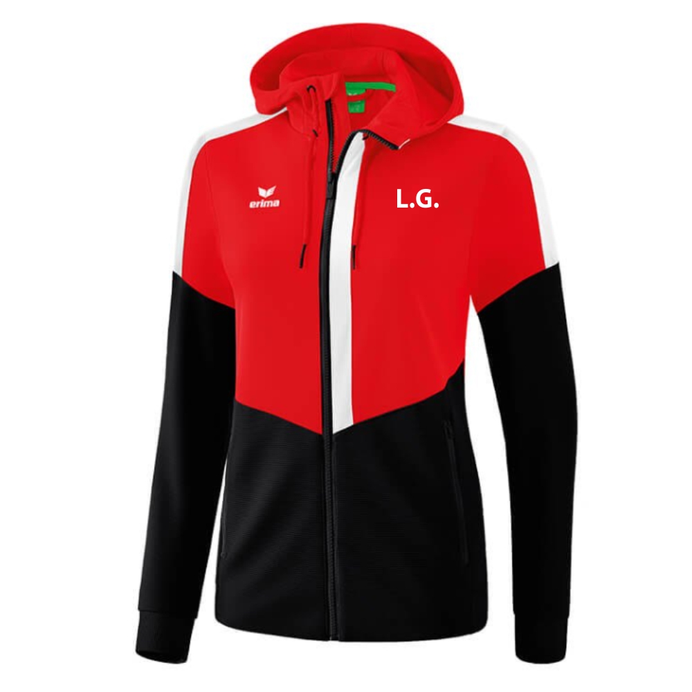 LG Braunschweig Erima Damen Squad Trainingsjacke mit Kapuze rot-schwarz
